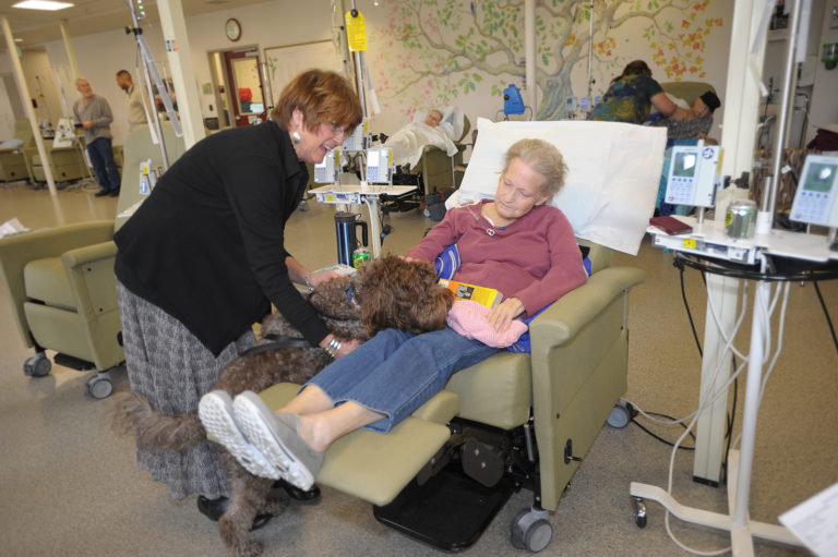 Dog Sitting on Cancer Patient's Lap