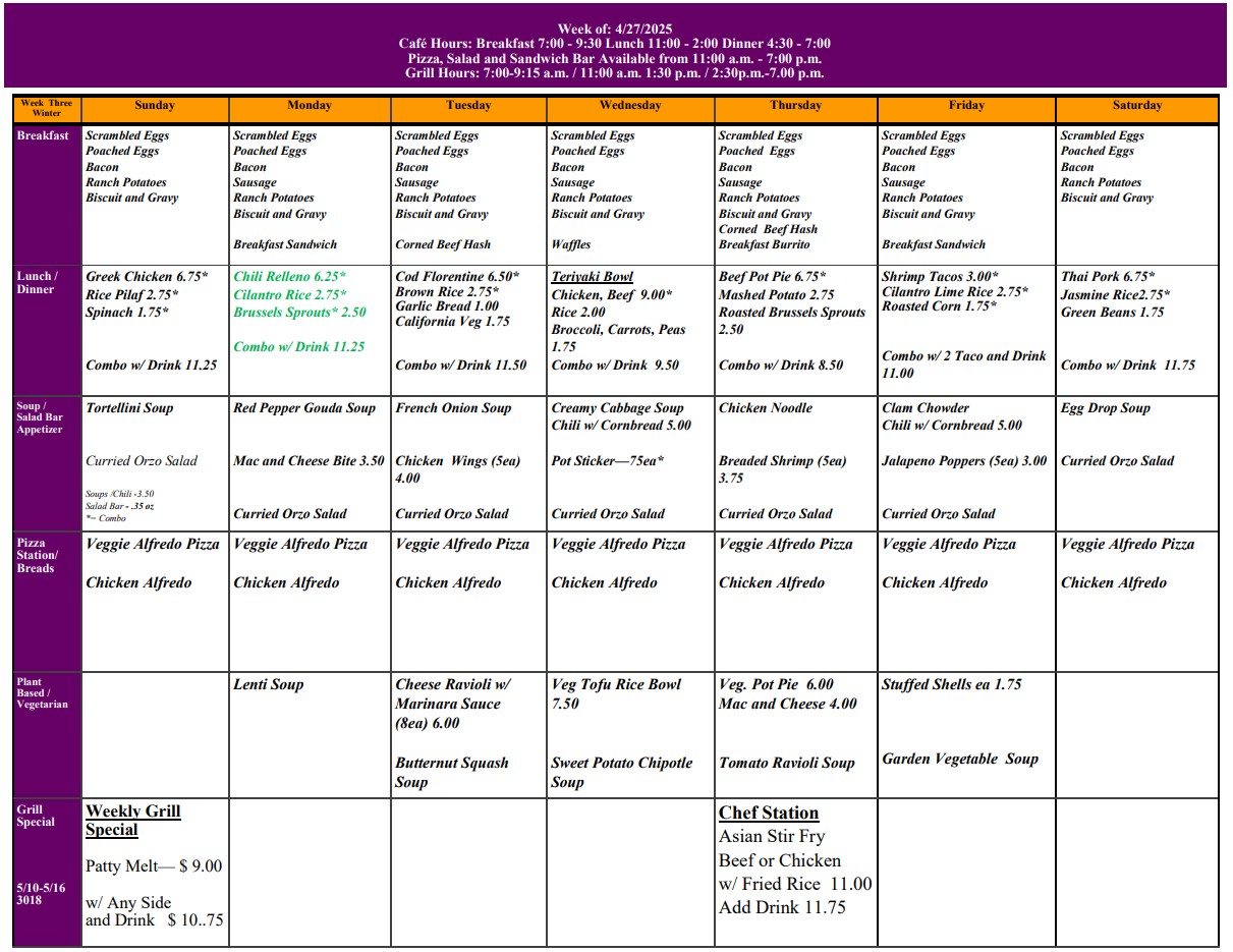 January Menu