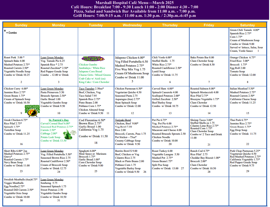 January Menu