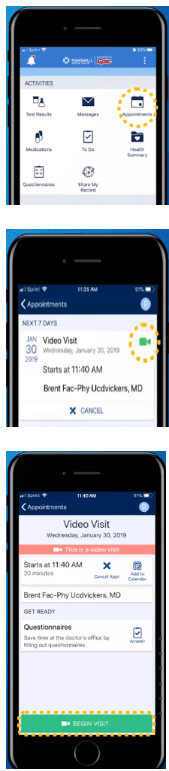 video visit instructions on smart phone