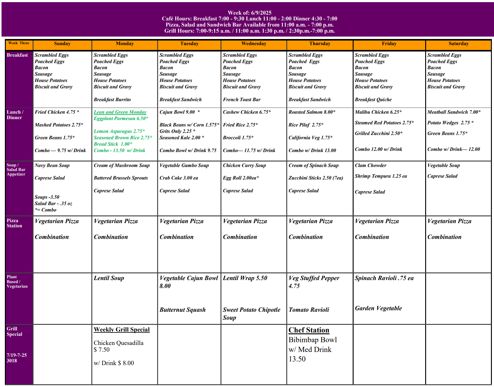 June Menu